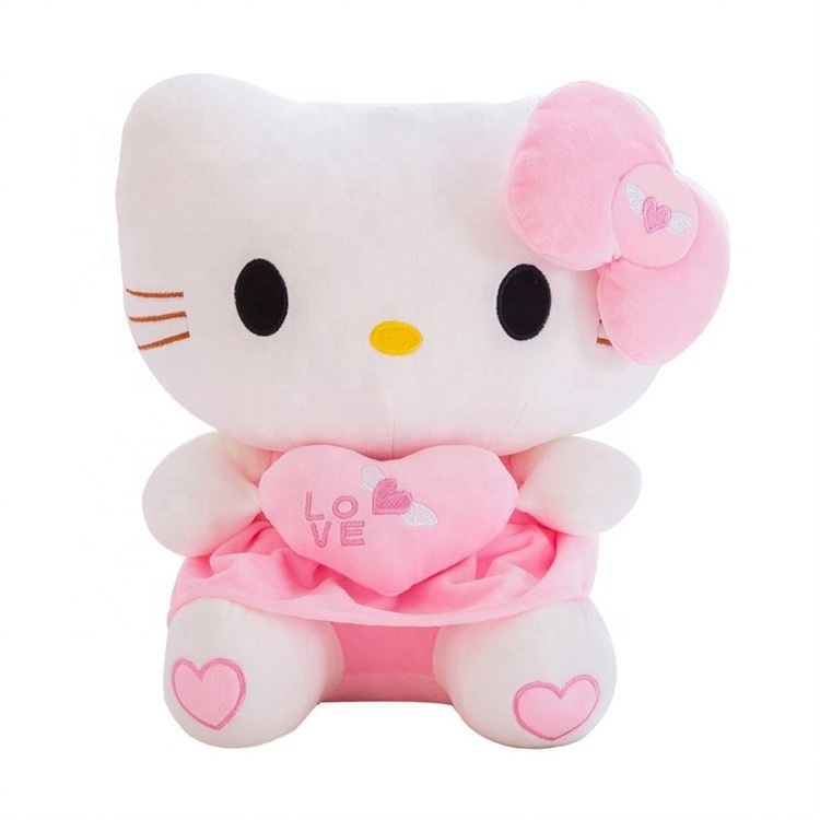 New Cute Pink Sitting Models Cartoon Kt Cat Pillow Wearing Skirt Girl Hello Kt Cat Plush Toys Birthday Gift