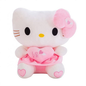 New Cute Pink Sitting Models Cartoon Kt Cat Pillow Wearing Skirt Girl Hello Kt Cat Plush Toys Birthday Gift