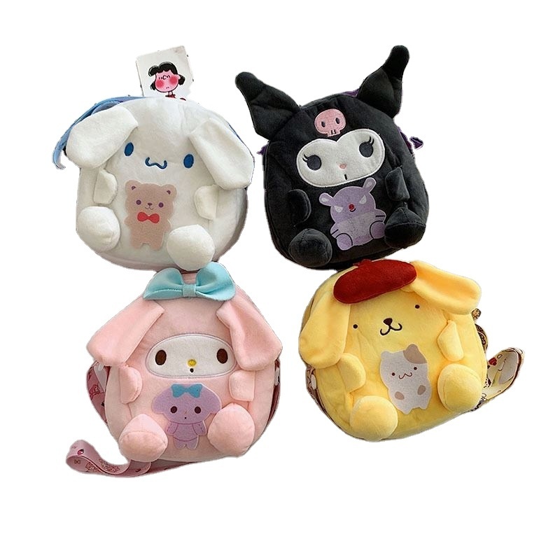 New Messenger Handbags Backpack Sanrio My Melody Kuromi Anime Kawaii Plush Bag Shoulder Bags Hand Bag