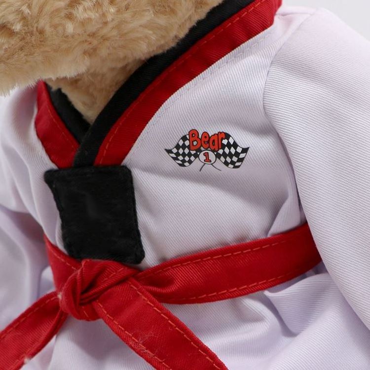 SS New Design Brown Teddy Bear Plushie Toy Custom Taekwondo Cloth Teddy Bear Plush Doll Stuffed Bear dressed Taekwondo Plush Toy