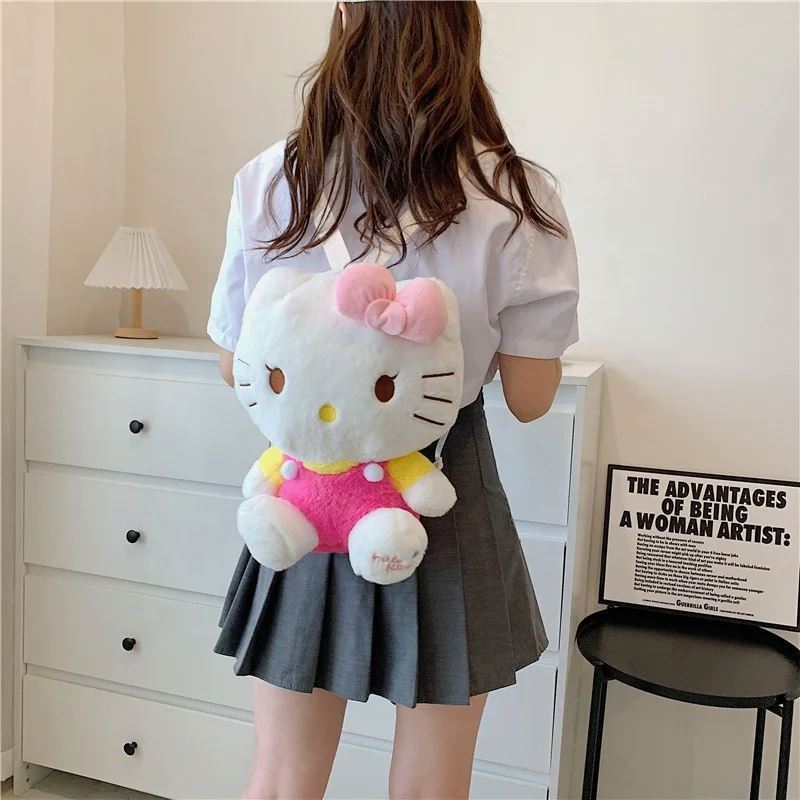 New Kawaii Options Kuromi Messenger bag Soft Stuffed Plush Shoulder kuromi hello kitty kt plush bag for Girls Gifts