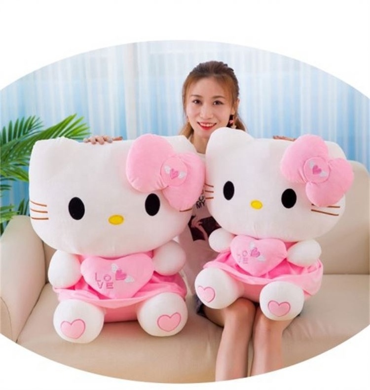 New Cute Pink Sitting Models Cartoon Kt Cat Pillow Wearing Skirt Girl Hello Kt Cat Plush Toys Birthday Gift