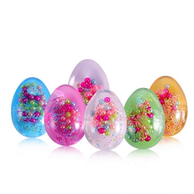 Latest Colorful Scented Toy Clear Slime Crystal Egg Slime with Pearl and Beads in Easter Eggs Sludge Toys