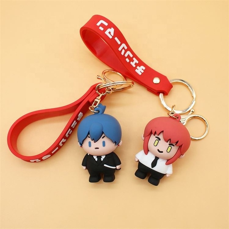 Factory Sale Cartoon Chainsaw Man 3D Keychain Denji Pochita Figure pvc Pendant Keychain