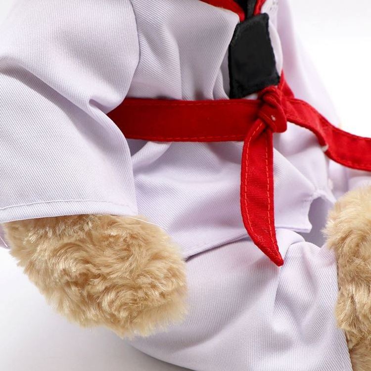 SS New Design Brown Teddy Bear Plushie Toy Custom Taekwondo Cloth Teddy Bear Plush Doll Stuffed Bear dressed Taekwondo Plush Toy