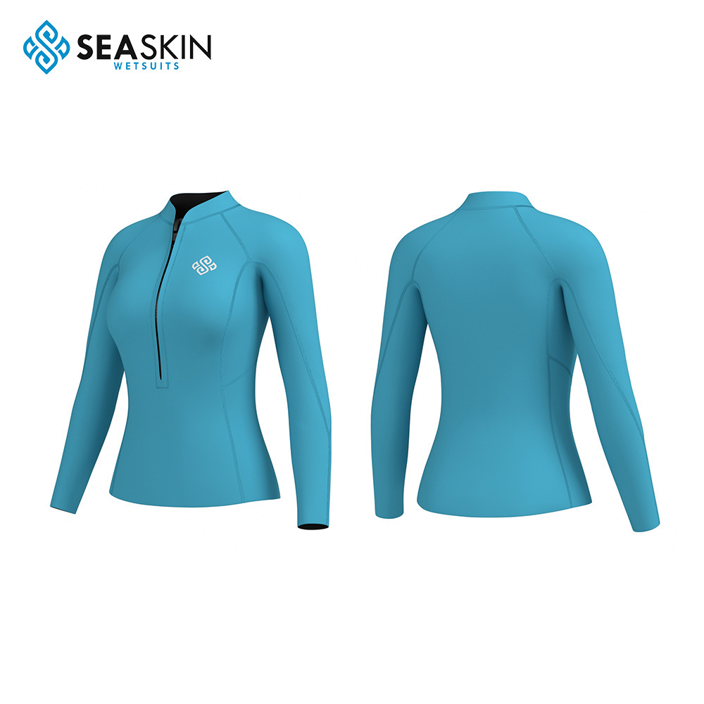 Seaskin Women Men Surf Neoprene Wetsuit Top 2mm Long Sleeve Front Zipper Water Wet Suit Jacket Coat