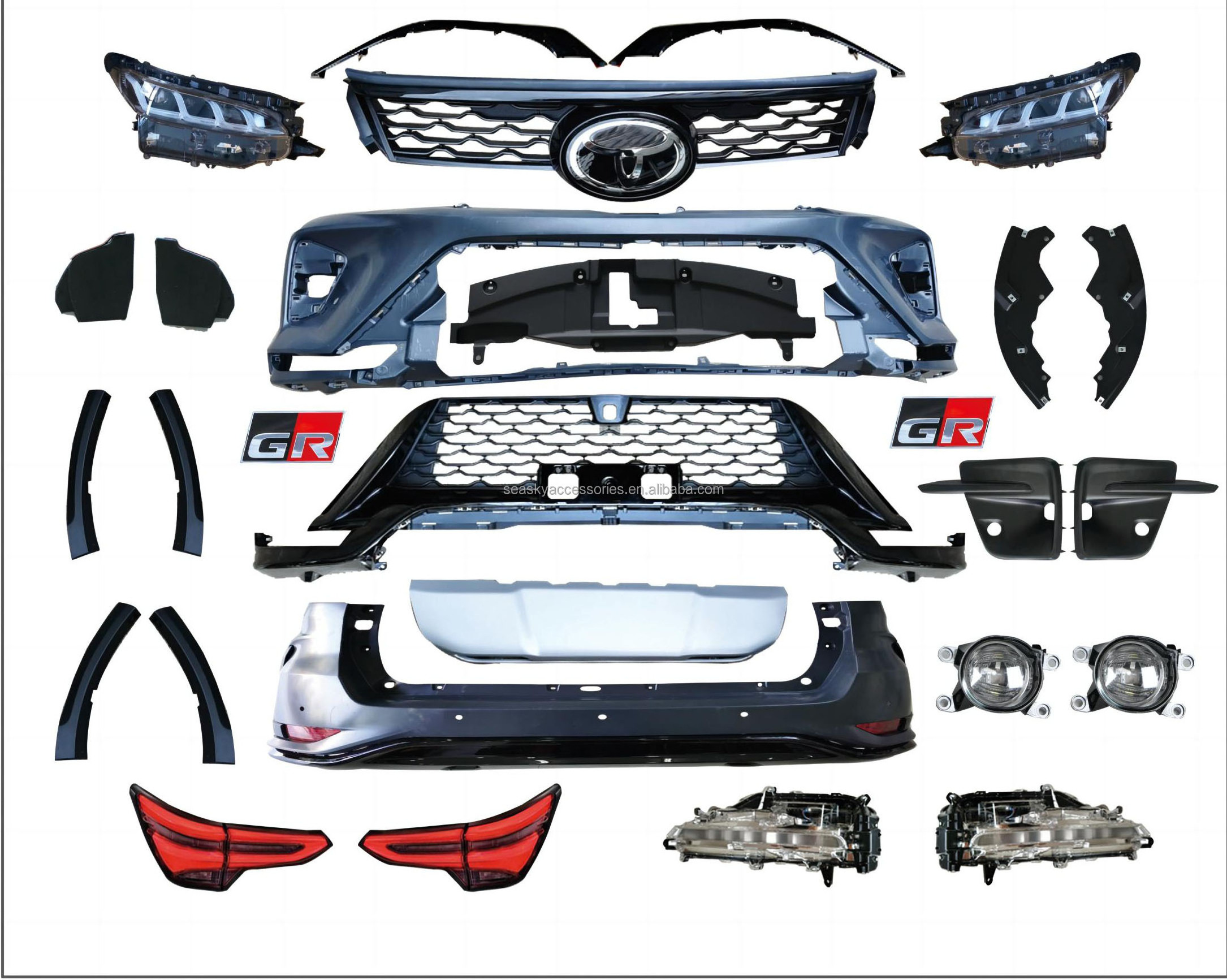 SEASKY Hot Body Kits Auto Parts Front Bumper For  Fortuner  2016 To Fortuner GR Sport Facelift Body Kits  With Lights