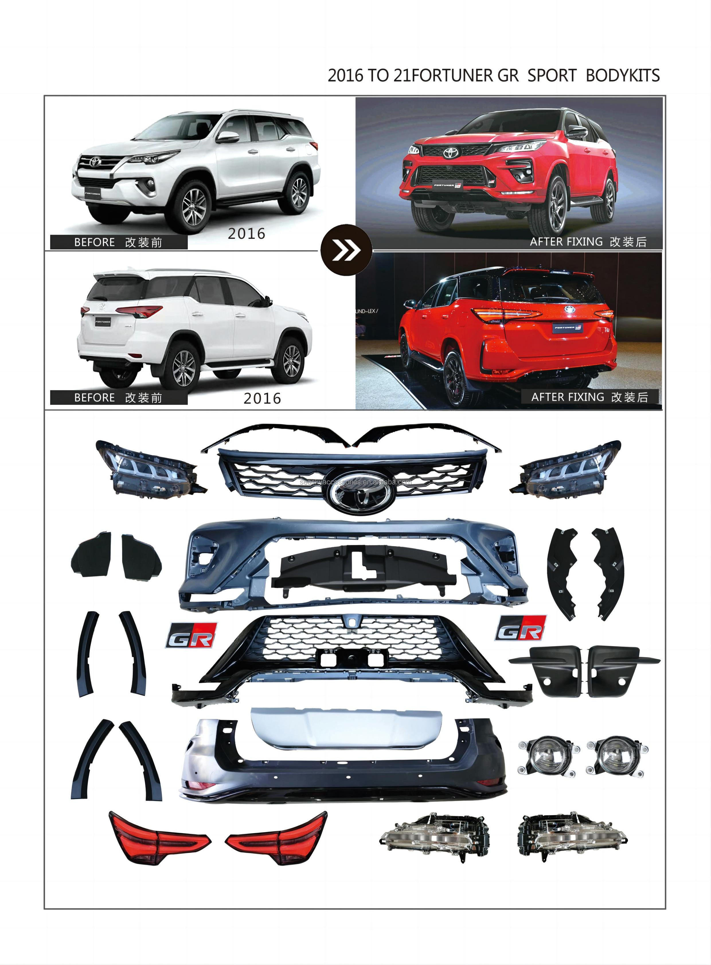 SEASKY Hot Body Kits Auto Parts Front Bumper For  Fortuner  2016 To Fortuner GR Sport Facelift Body Kits  With Lights