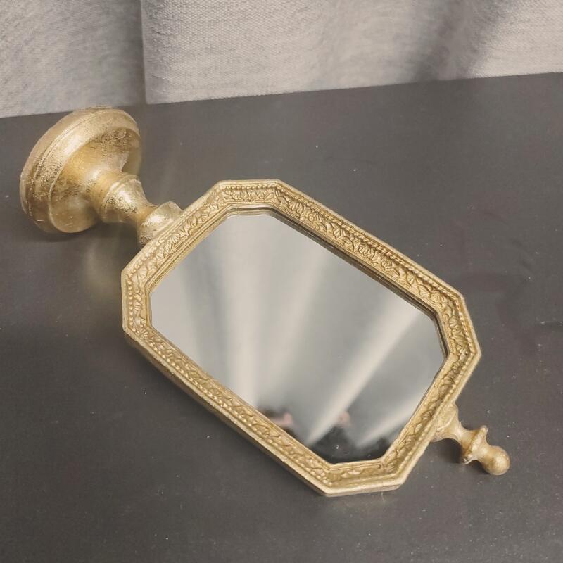 European Retro Resin Old Desktop Mirror Nostalgic Gold Living Room Dresser Mirror Ornaments