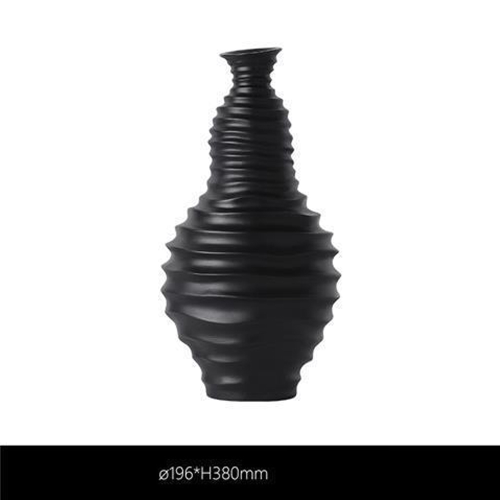 New Chinese style black and white resin dry flower vase decoration, home decoration, hotel creative threaded flower set