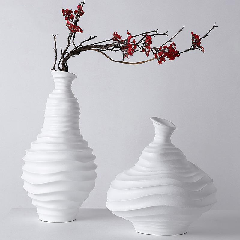 New Chinese style black and white resin dry flower vase decoration, home decoration, hotel creative threaded flower set