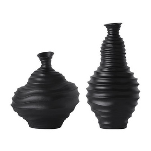 New Chinese style black and white resin dry flower vase decoration, home decoration, hotel creative threaded flower set