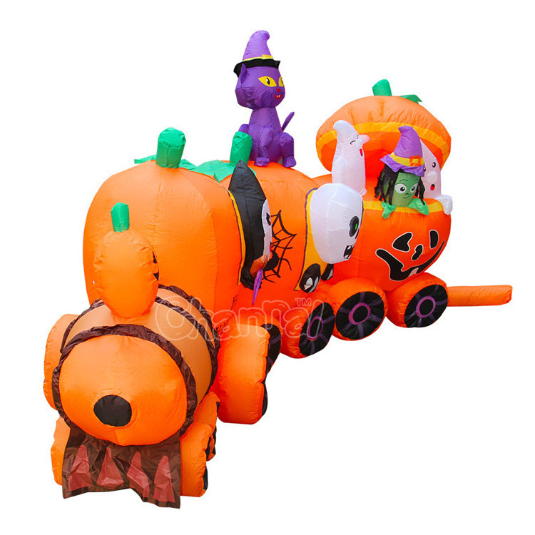 Original Halloween inflatable decoration pumpkin train with LED light yard inflatables for sale