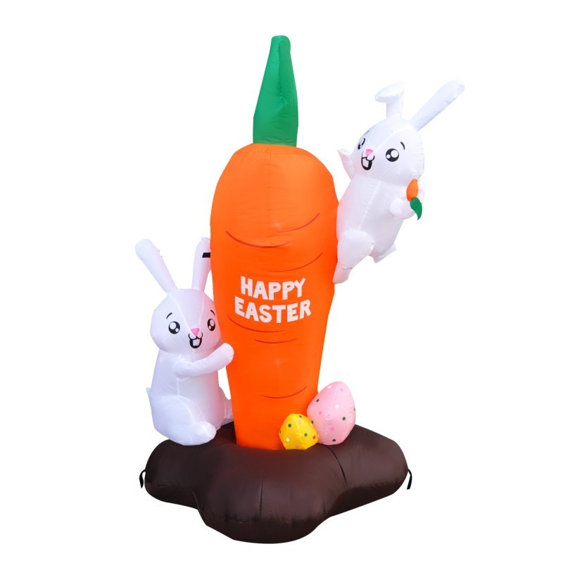 6FT Rabbit Climbing Giant Carrot Easter Day Yard Inflatables Decorations For Kids Gifts