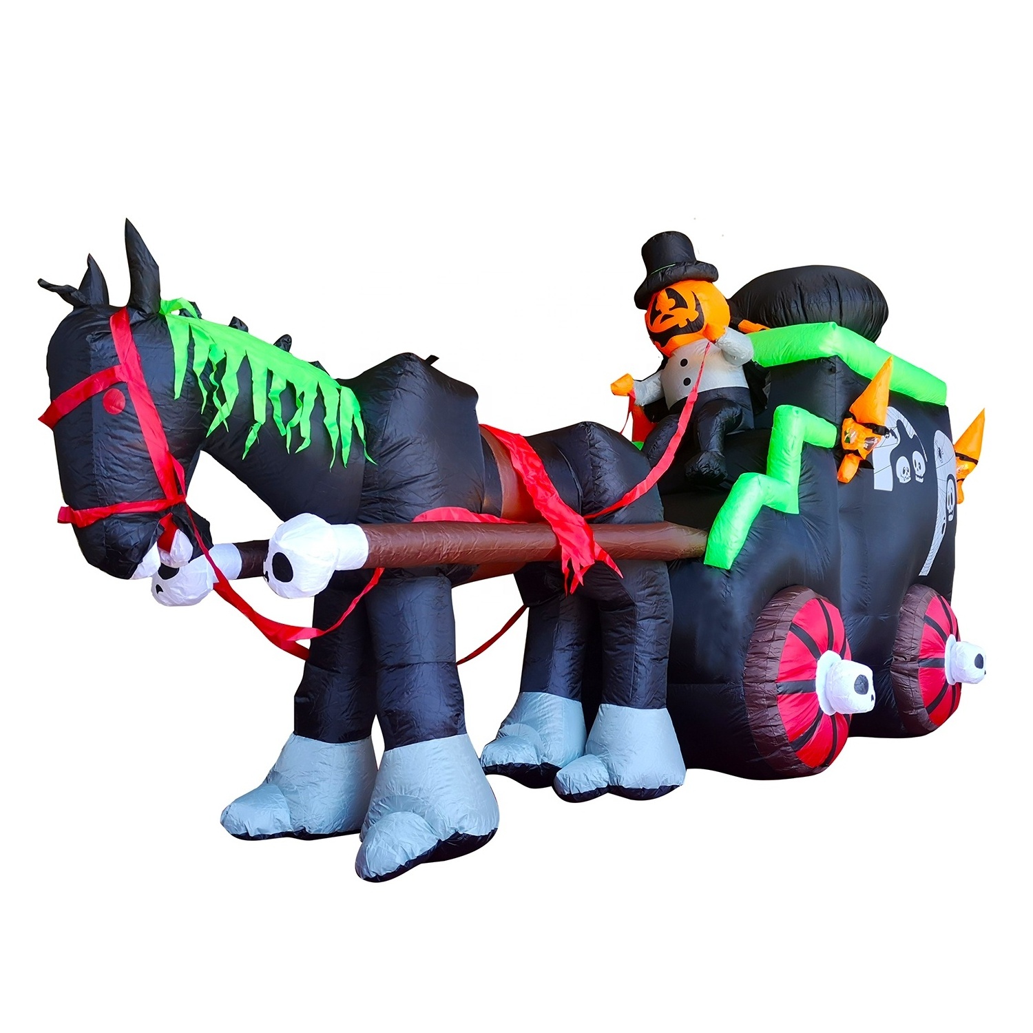 Inflatable Carriage Halloween Pumpkin Haunted House Train With LED Lights