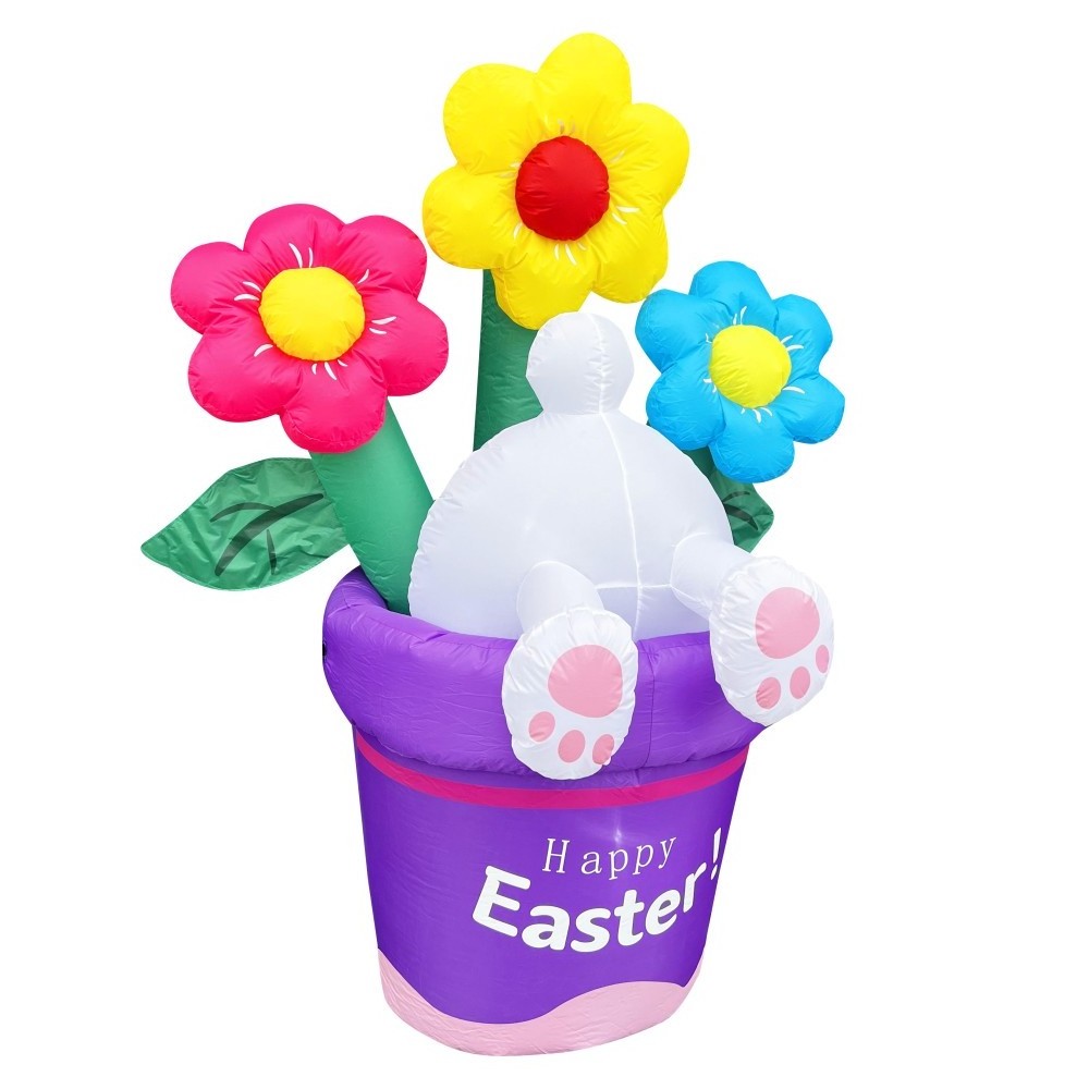 Funny Easter Day Rabbit Burrowing Into Flower Basket Holiday Inflatables Yard inflatables For party Celebrating