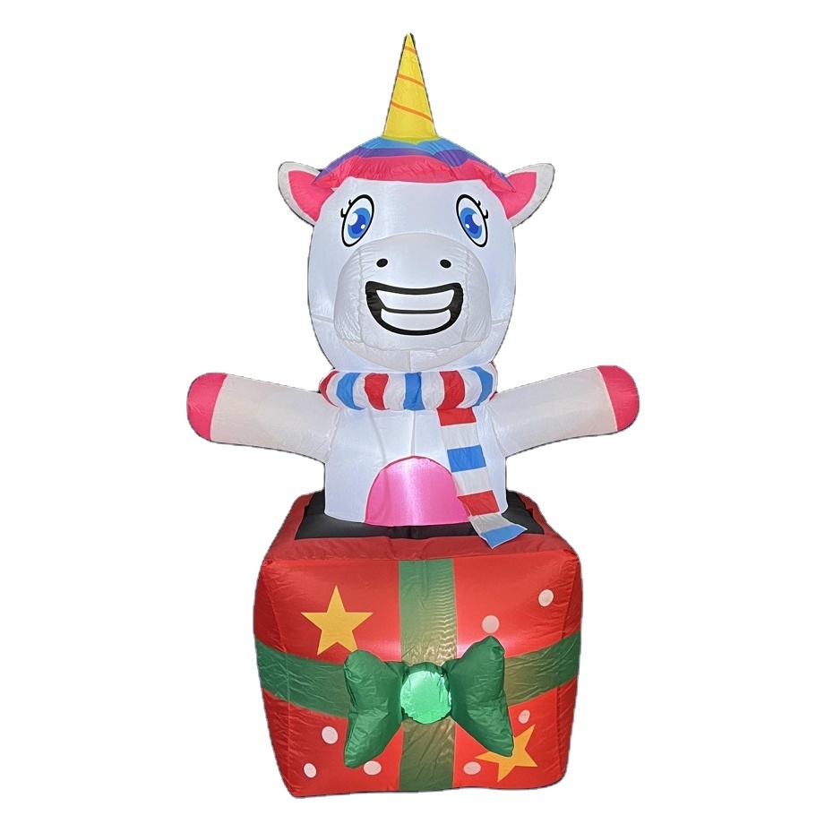 Best Selling Rainbow Unicorn Spirit Christmas Inflatables Decorations Built in Air Blower  and Lights For Kids Gifts