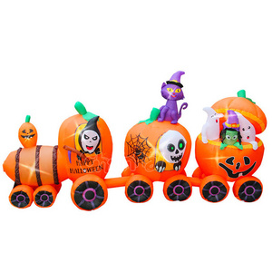 Original Halloween inflatable decoration pumpkin train with LED light yard inflatables for sale