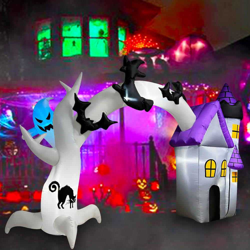 9 Ft Halloween Inflatable Devil Archway Decoration Toys Wholesale Cheap Inflatable Castle House LED Light Decor