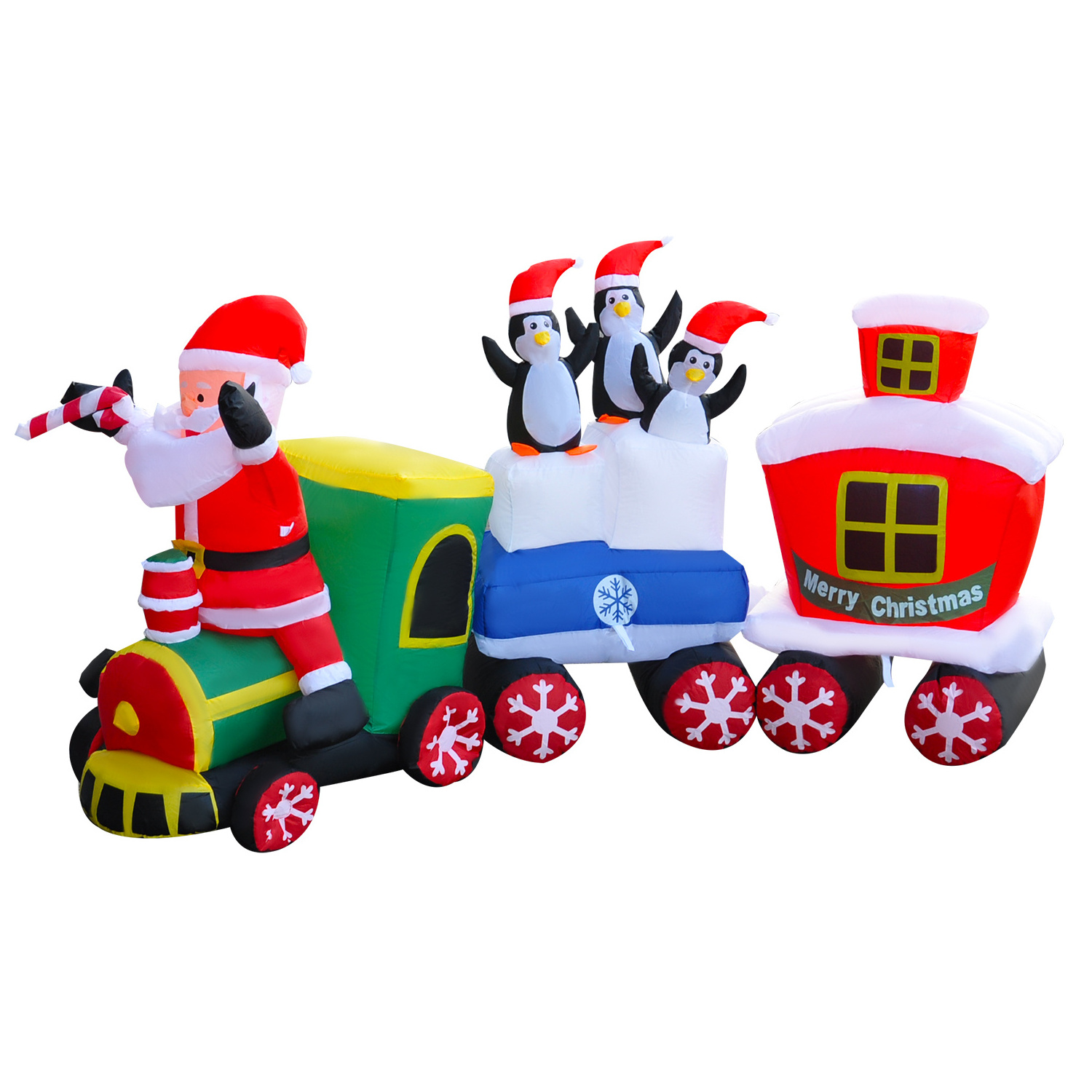 Hot selling Satan Claus Penguin Christmas Train Inflatables Decoration For Christmas Inflatable outdoor Decoration