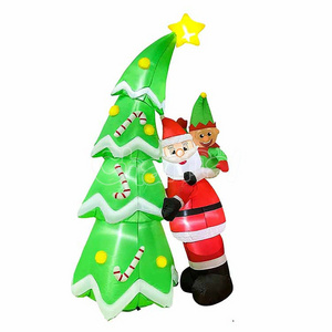 7ft Inflatables Christmas tree with dad Noel Blow Up Indoor Outdoor Xmas Decor Lawn Yard Garden Decoration