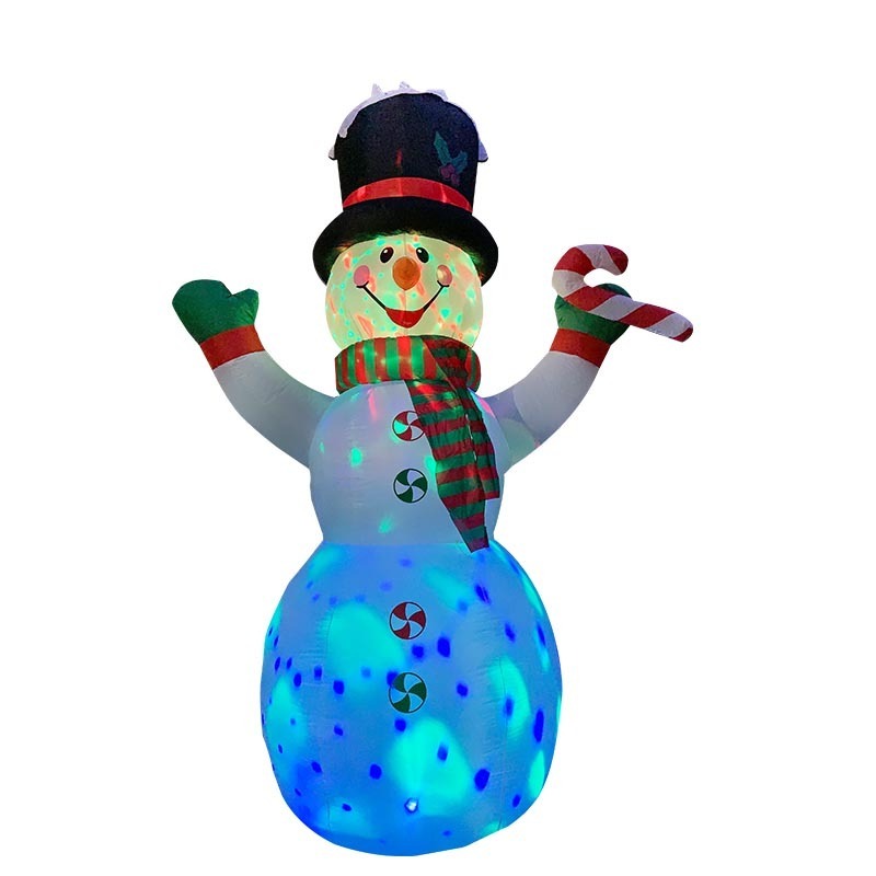 300cm Tall Giant Inflatable Snowman With Candy Cane Twinkle Light Yard Decor Decoration