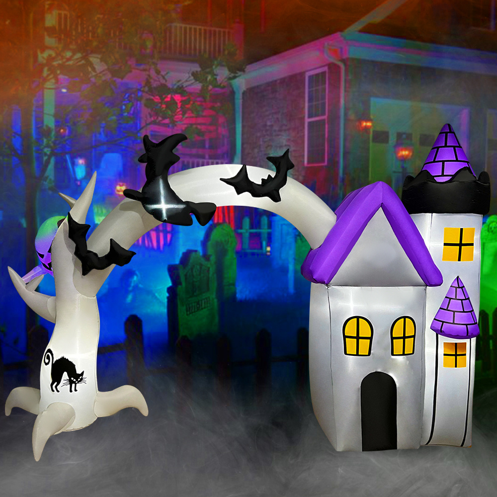 9 Ft Halloween Inflatable Devil Archway Decoration Toys Wholesale Cheap Inflatable Castle House LED Light Decor