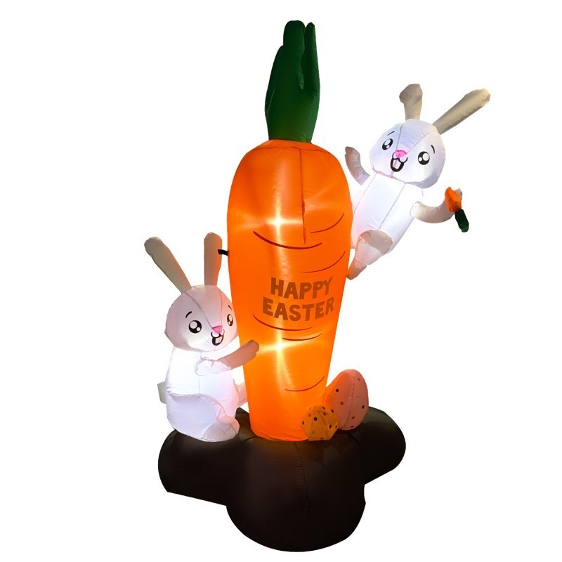 6FT Rabbit Climbing Giant Carrot Easter Day Yard Inflatables Decorations For Kids Gifts