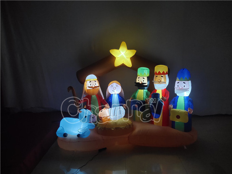 Christmas Inflatable Nativity of Jesus with Three Wiseman Inflatable Christmas Decorations for Yard