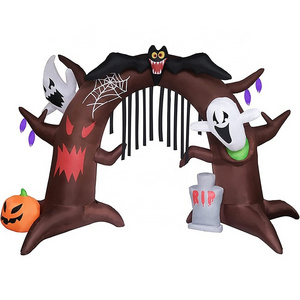 Giant Archway Halloween Inflatable Dead Tree Ghost Tombstone Arch Blow Up Lighted Up Outdoor Decorations