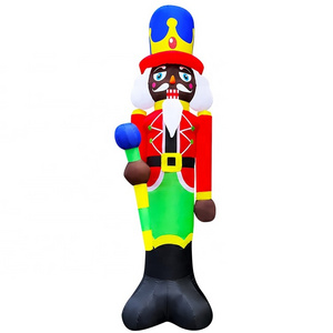 Outdoor Indoor Tall Giant Inflatable Black Nutcracker Blow Up Christmas Decor Decorations Lighted