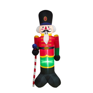 Inflatable Soldier Puppet Nutcracker With Cane Inflatable Christmas Decoration For Outdoor With LED Light Ready To Ship