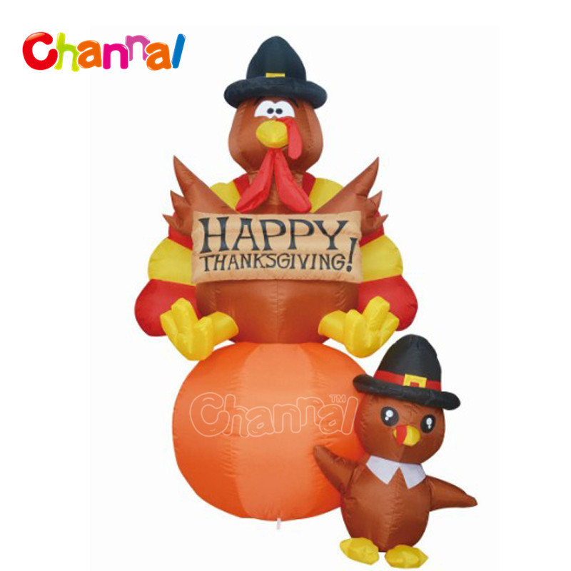 Small size inflatable turkey outdoor decoration thanksgiving turkey yard decoration with LED light