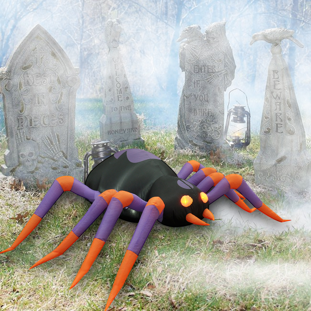 Customize 8FT Giant Spider Halloween Skeleton Purple Inflatable Standing Decoration Lawn Garden Home Decoration Outdoor