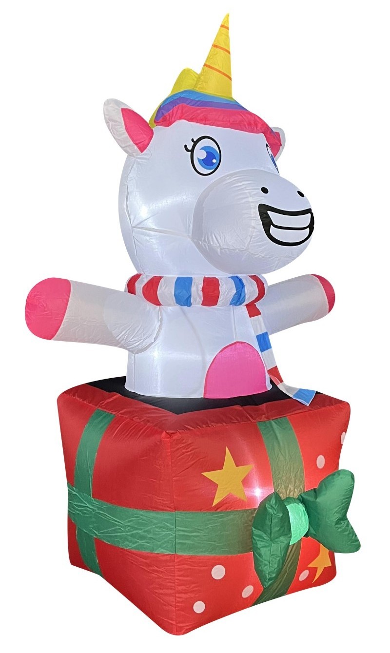 Best Selling Rainbow Unicorn Spirit Christmas Inflatables Decorations Built in Air Blower  and Lights For Kids Gifts