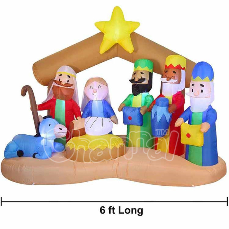 Christmas Inflatable Nativity of Jesus with Three Wiseman Inflatable Christmas Decorations for Yard