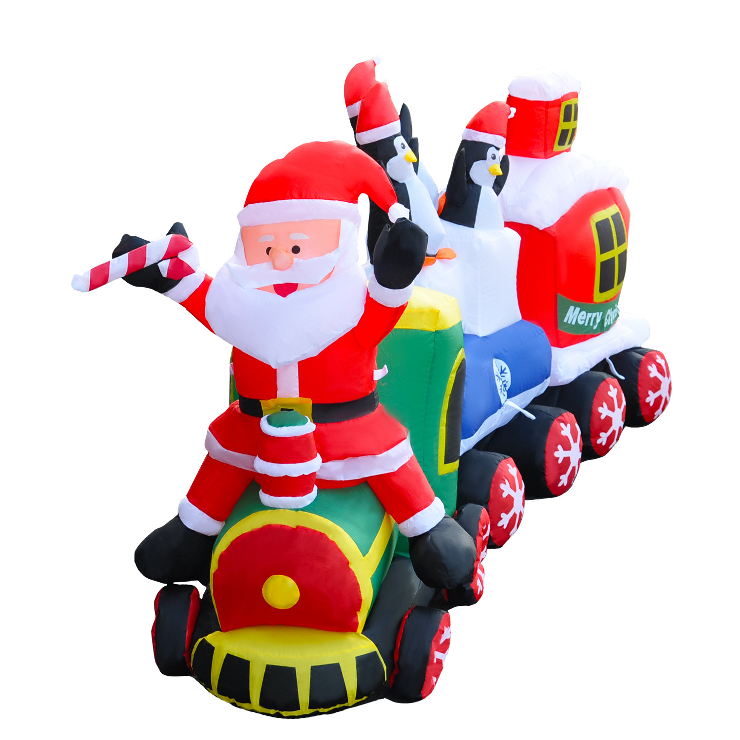 Hot selling Satan Claus Penguin Christmas Train Inflatables Decoration For Christmas Inflatable outdoor Decoration