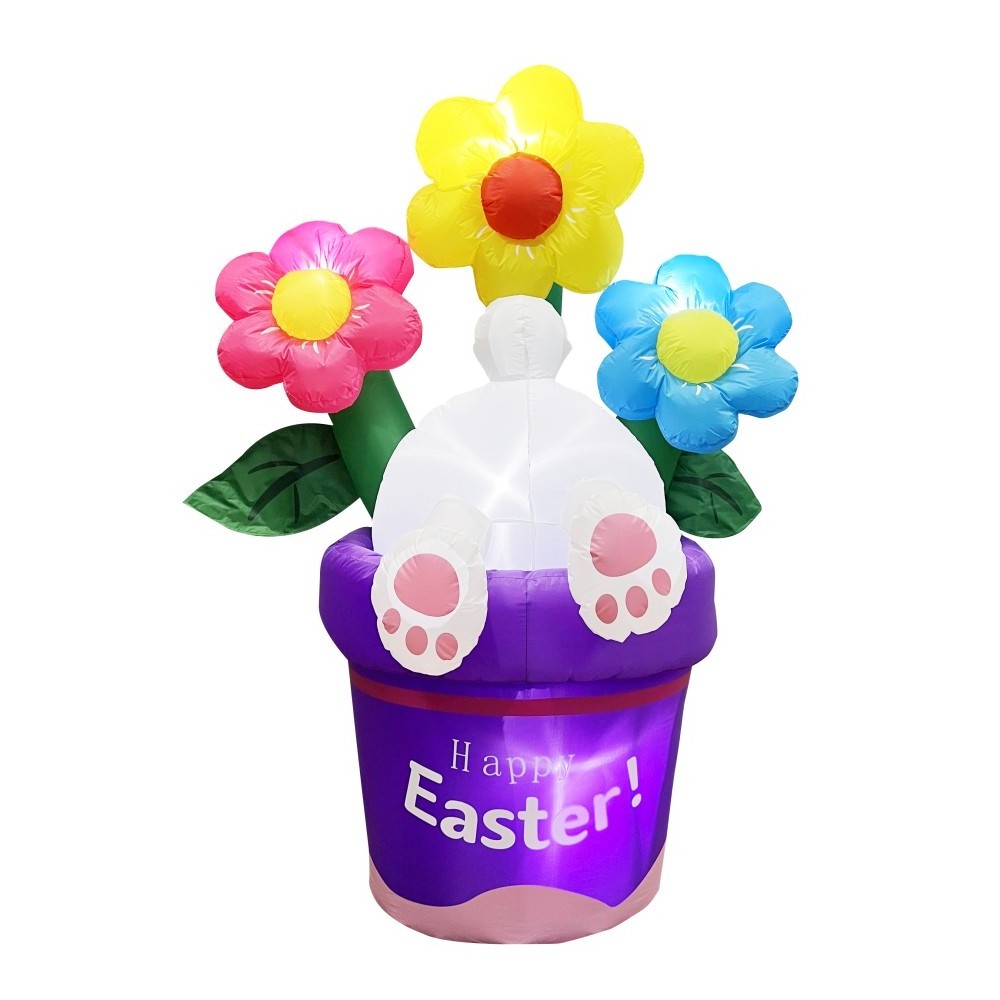 Funny Easter Day Rabbit Burrowing Into Flower Basket Holiday Inflatables Yard inflatables For party Celebrating