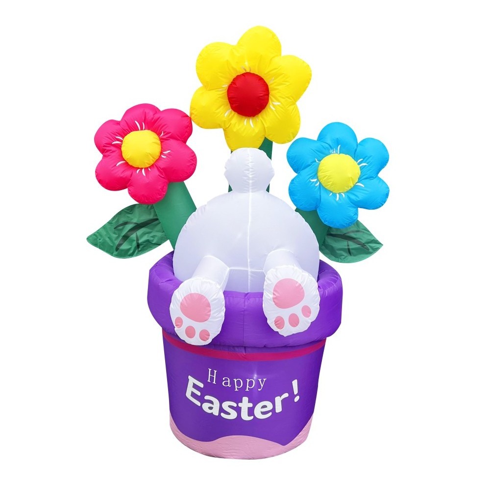 Funny Easter Day Rabbit Burrowing Into Flower Basket Holiday Inflatables Yard inflatables For party Celebrating