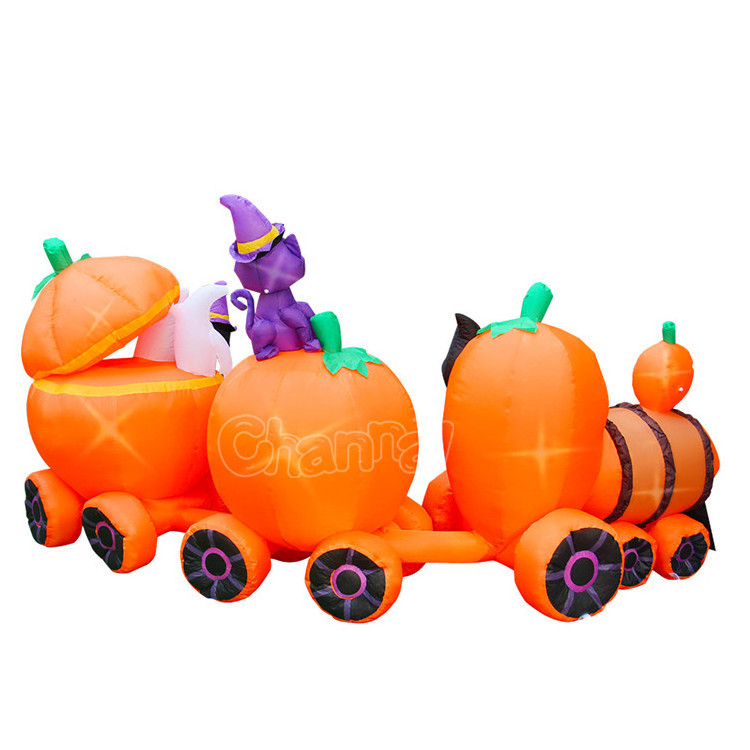 Original Halloween inflatable decoration pumpkin train with LED light yard inflatables for sale