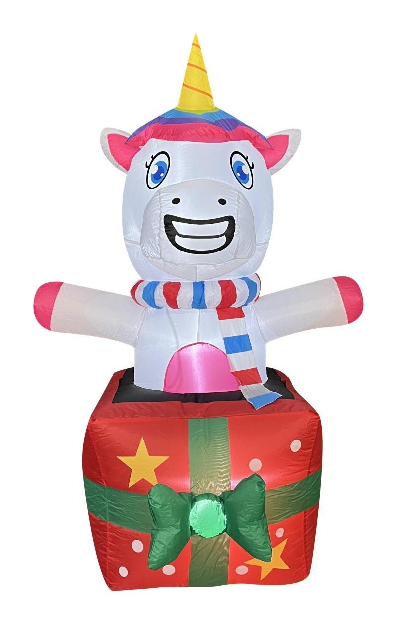 Best Selling Rainbow Unicorn Spirit Christmas Inflatables Decorations Built in Air Blower  and Lights For Kids Gifts