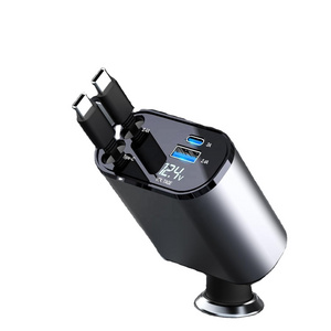 Popular Wholesale Retractable Car Cup Type Charger 100W Type-c USB Charge Car Phone Charger