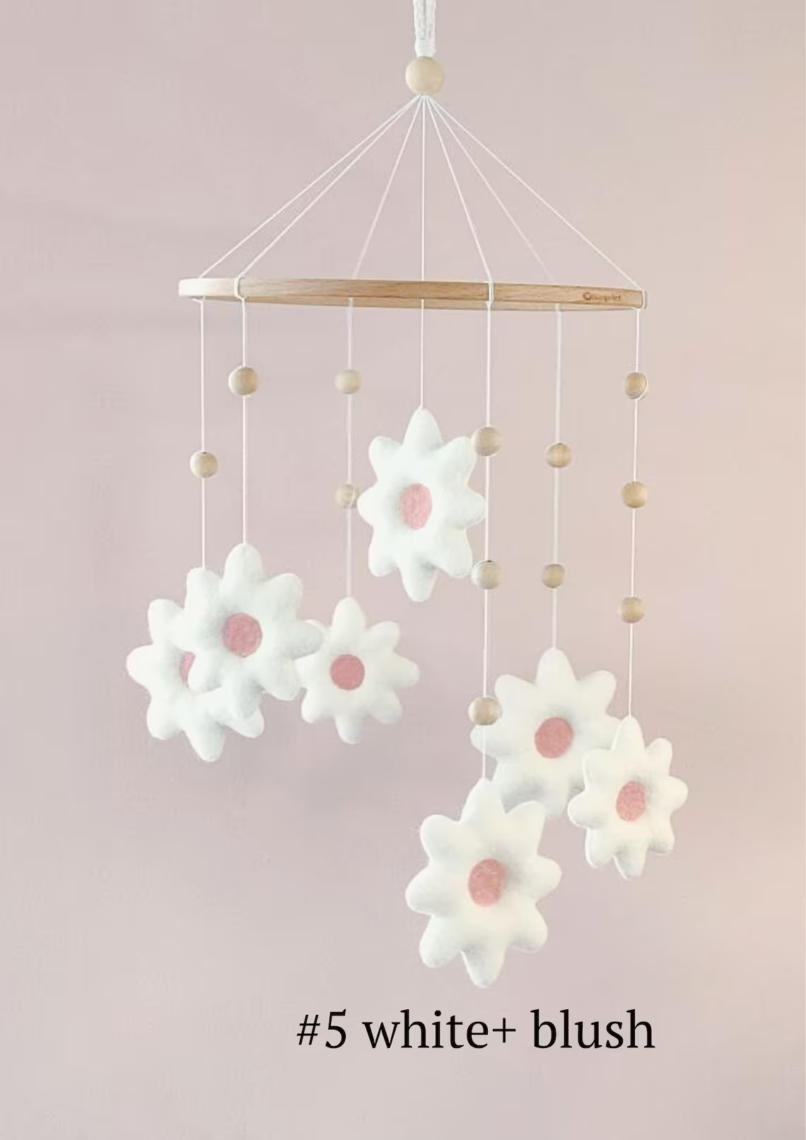 Unique minimalist newborn girl felt handmade floral daisy nursery wall decor baby bed hanging mobile for crib