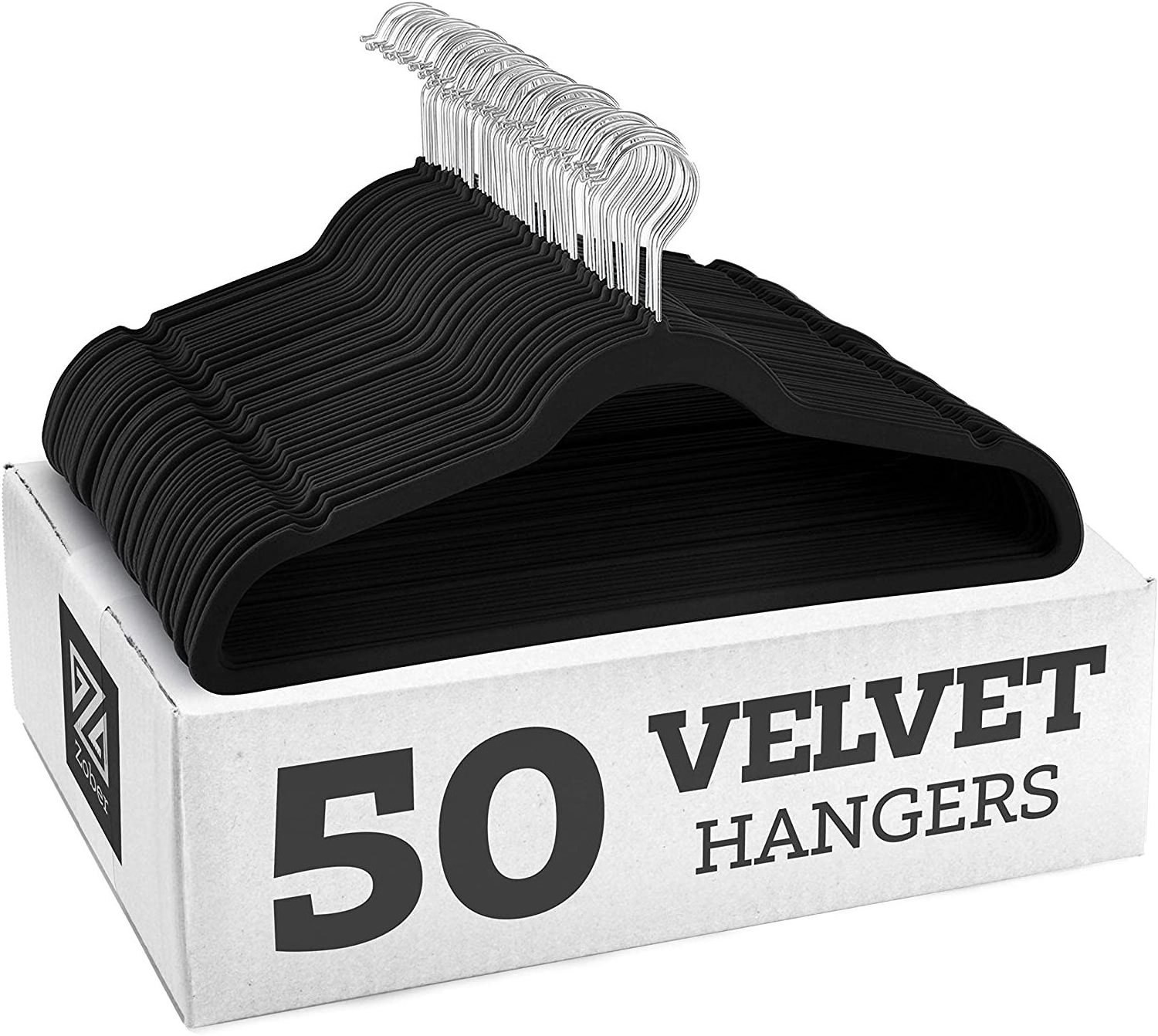 premium heavy duty space saving 360 degree swivel hook 50pack non slip black felt suit hanger velvet hangers for clothes coats