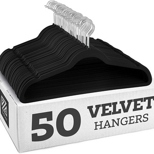 premium heavy duty space saving 360 degree swivel hook 50pack non slip black felt suit hanger velvet hangers for clothes coats