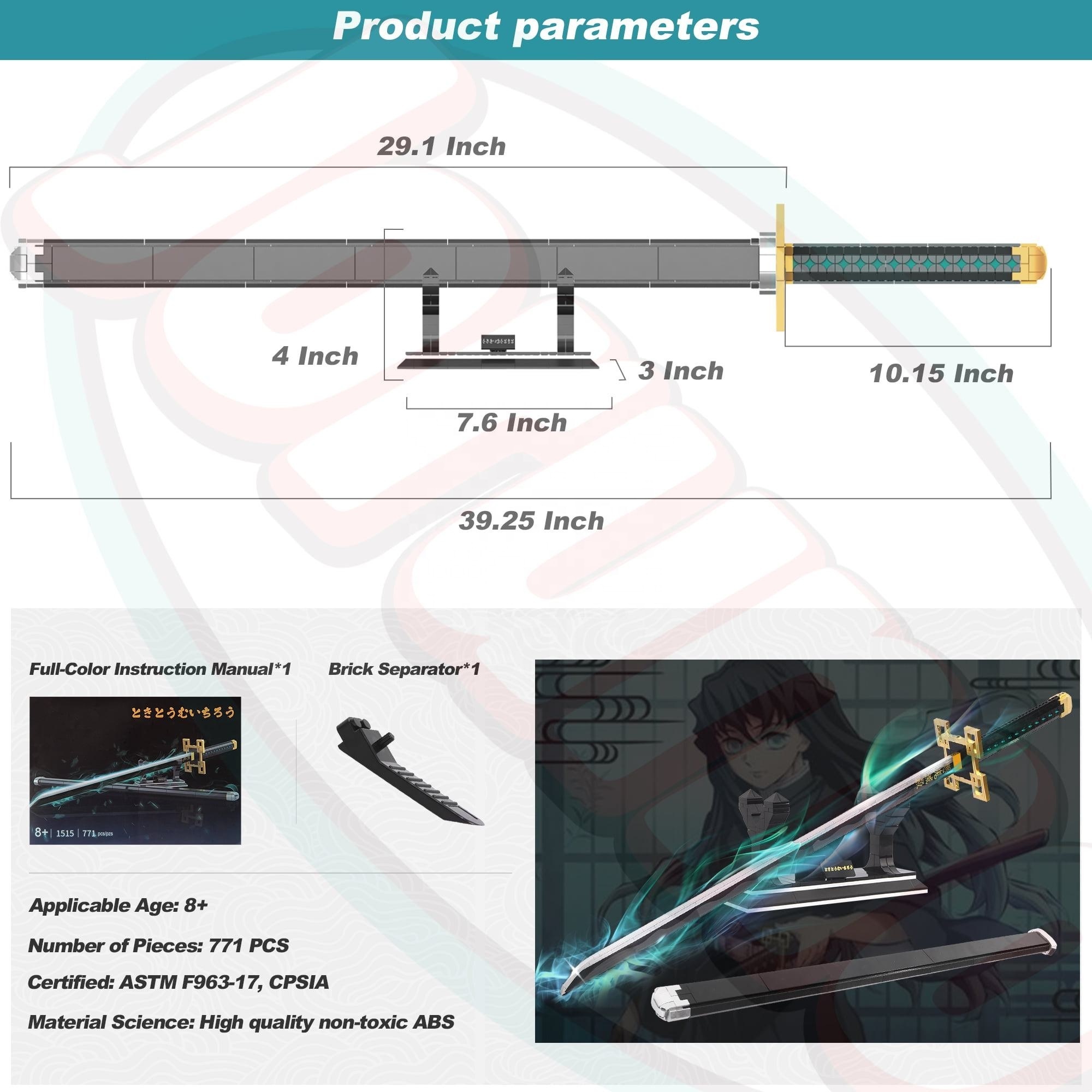 Demon Slayer Sword Blocks 40in Tokitou Muichirou Sword Building Block with Scabbard and Stand Compatible with Legoes Set 778 PCS