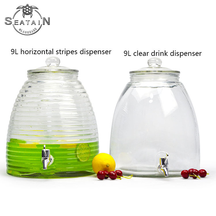 9L glass hot cold drinking water soda beverage drink dispenser with tap