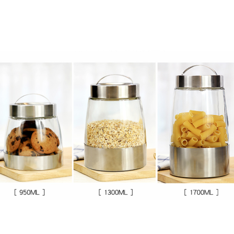 Kitchen Food Canister Sets kitchen stainless steel coat glass storage jar