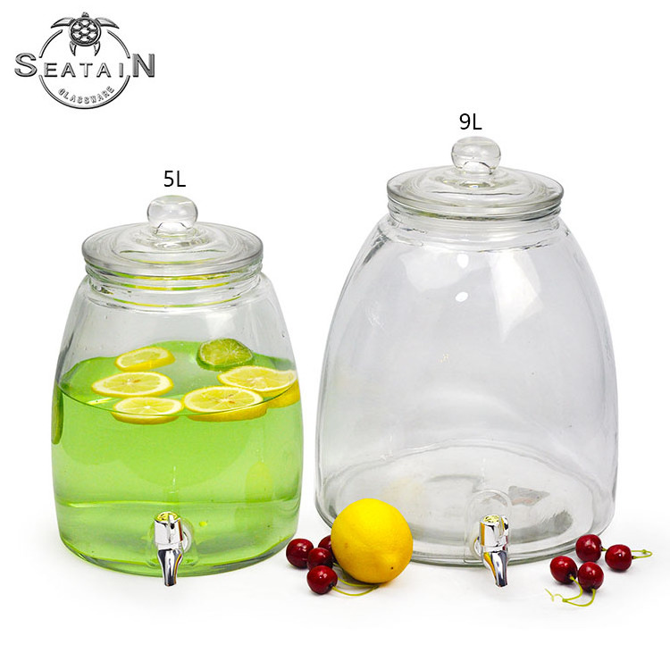 9L glass hot cold drinking water soda beverage drink dispenser with tap