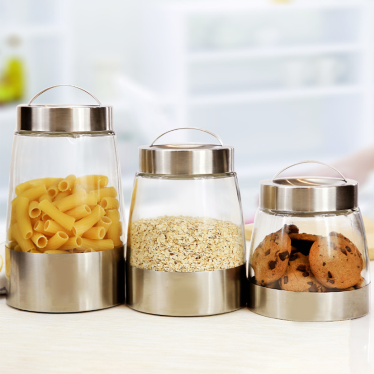 Kitchen Food Canister Sets kitchen stainless steel coat glass storage jar